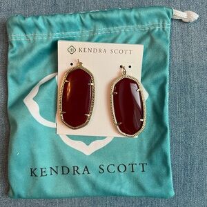 Kendra Scott Burgundy and Gold Statement Earrings